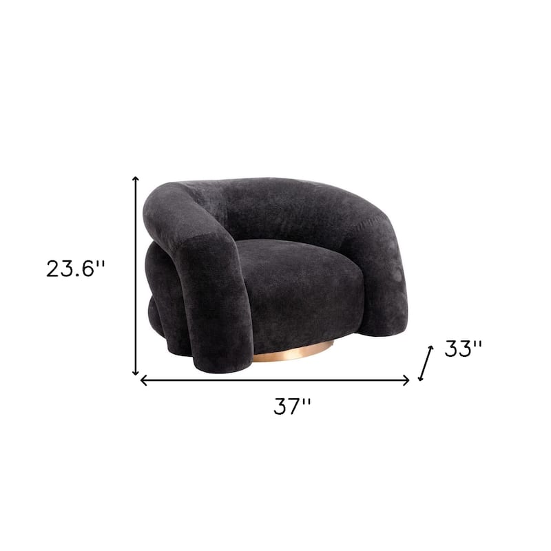 HomeRoots 37" Black And Gold Faux Shearling And Upholstered Arm Chair - 37' X '23.6' X '33