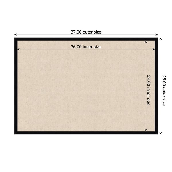 dimension image slide 19 of 91, Amanti Art Framed Fabric Pinboard Natural Linen Printed Bulletin Board