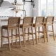 preview thumbnail 15 of 58, Nathan James Cohen Faux Leather Counter or Bar Height Stool, Solid Wood Frame with Footrest and Woven Leather Back Set of 4 - Natural Brown - Bar Height
