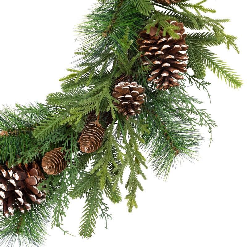 Mixed Birch and Cedar Iced Pinecone Artificial Christmas Wreath - 28" - Unlit