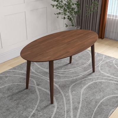 Ada Mid Century Modern Solid Wood Walnut Oval Dining Table for Dining Room or Kitchen 29.5"H x 35.4"D x 66.9"W Kitchen D