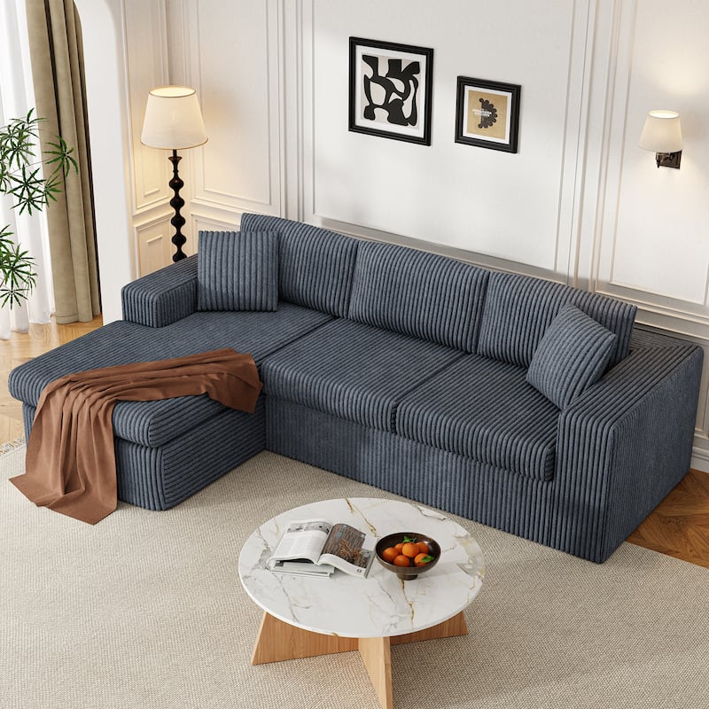 Futzca No-Assembly Modular Sofa, Corduroy Couch with High-Density Foam