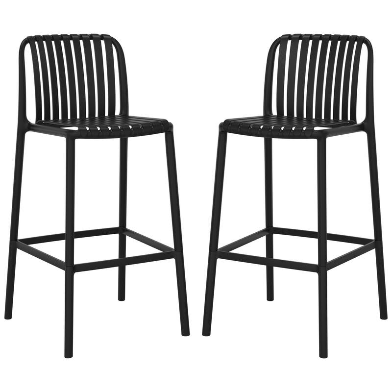 Frond and Form 29.5 Inch Outdoor Bar Stool (Set of 2) - Black