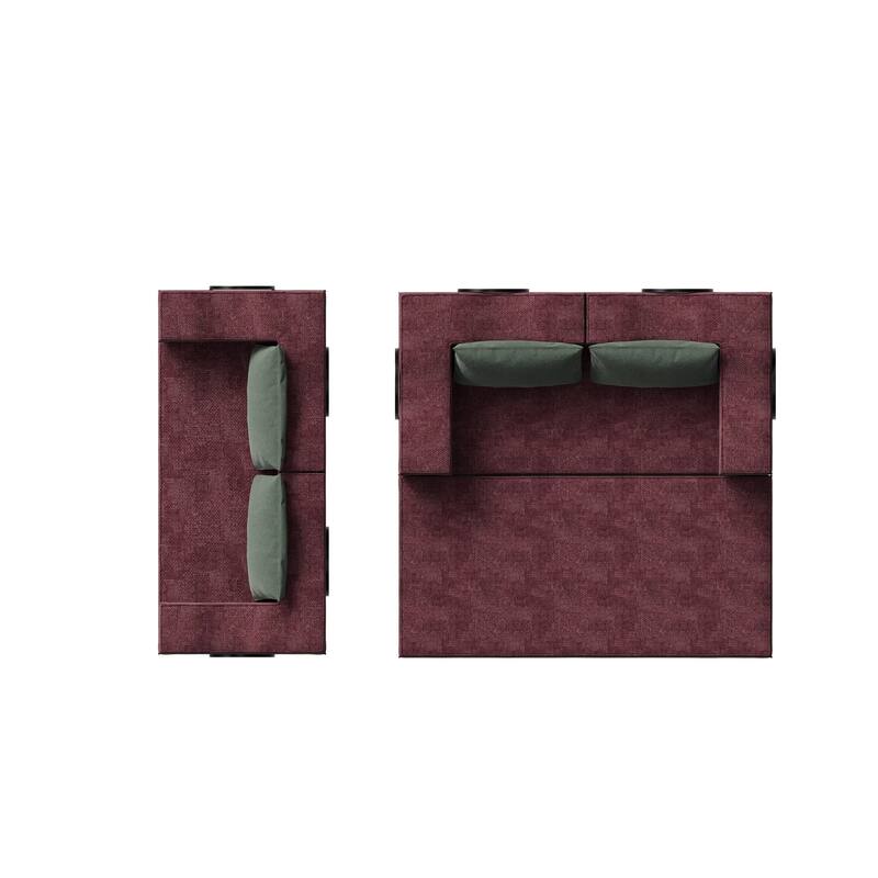 80" Convertible Sofa Bed with 2 Pillows, 2-Seat Folding Floor Couch, Multifunctional Chenille Loveseat Living Room Sleeper Sofa
