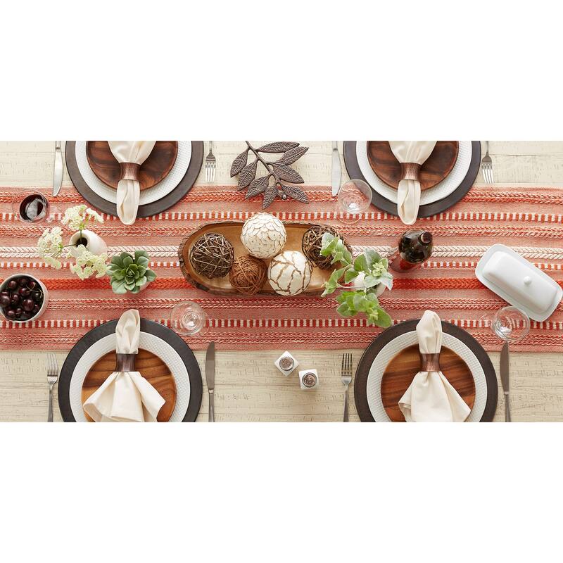 DII Black Braided Stripe Table Runner