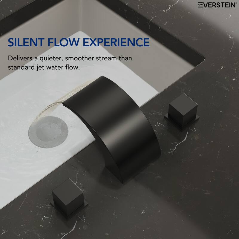 Widespread Bathroom Faucet 3 Hole, Double Handle Waterfall Bathroom Sink Faucet with Drain Assembly