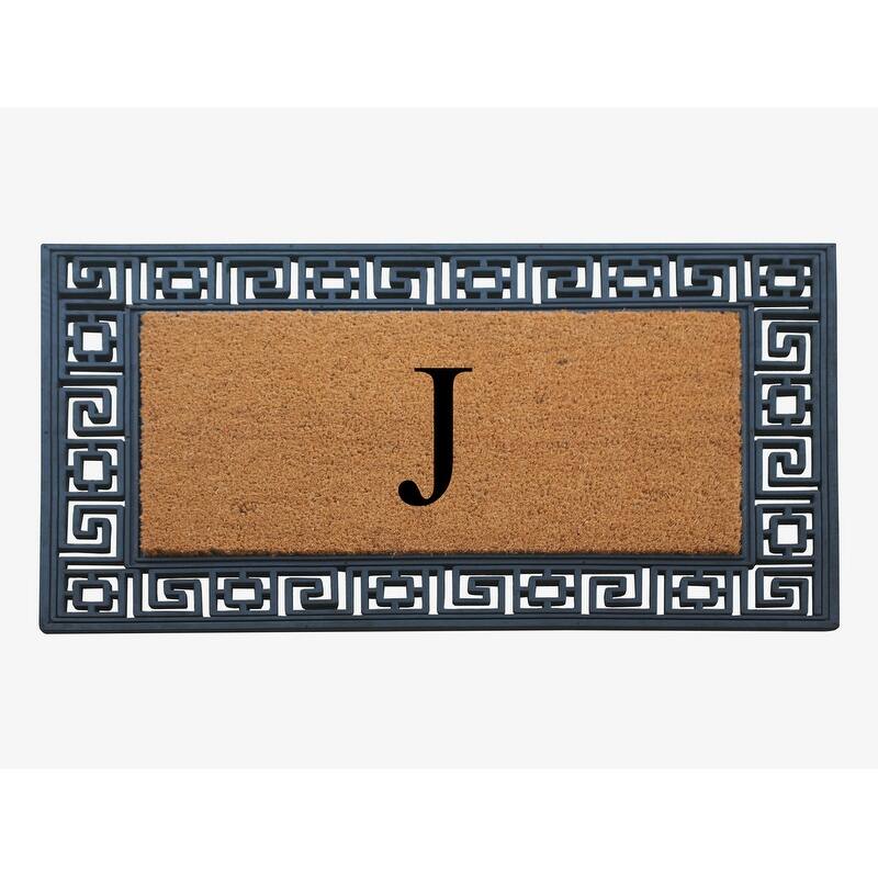 A1HC First Impression Carson Rubber and Coir 24" X 36", Heavy Duty, Easy to Clean Outdoor Monogrammed Doormat - Monogrammed J