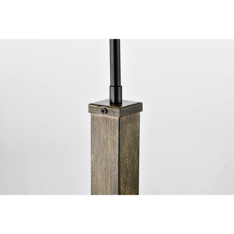 Abrome Matte Black and Wood Grain Finish 5-Light Pendant Ceiling Light