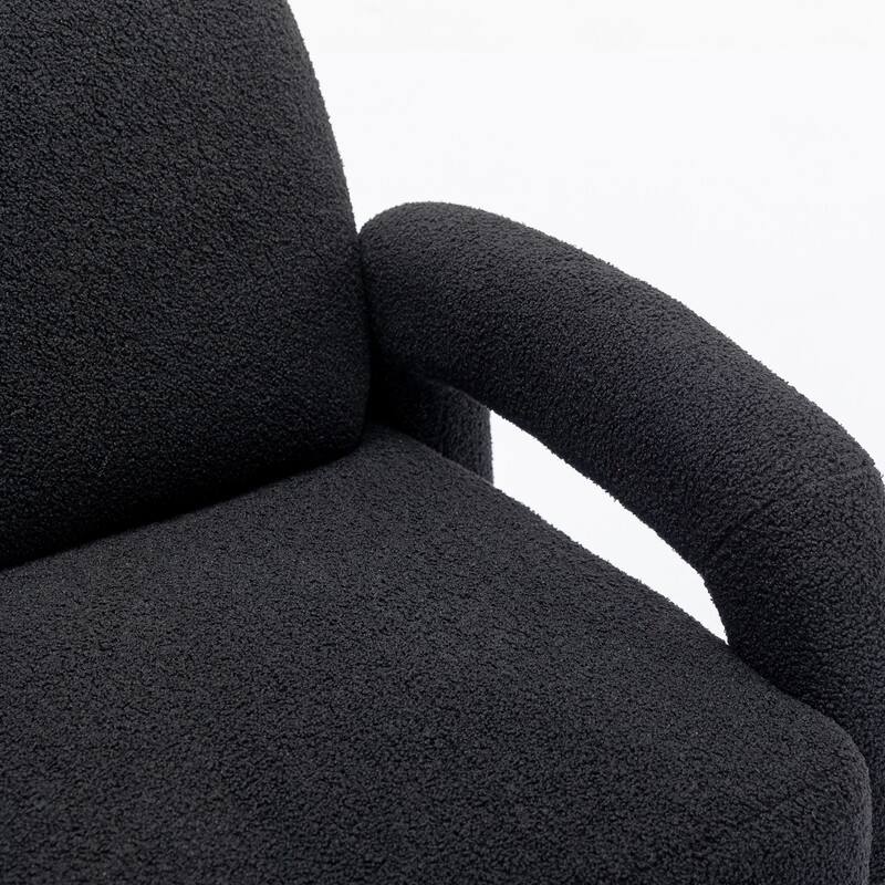 SEYNAR Mid-Century Modern Boucle 51'' Solid Wood Curved Sofa Set of 3 with Accent chair