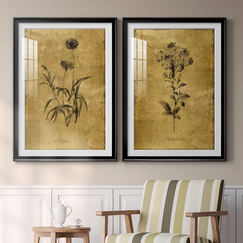 Gold Sketch Botanical I Premium Framed Print - Ready to Hang
