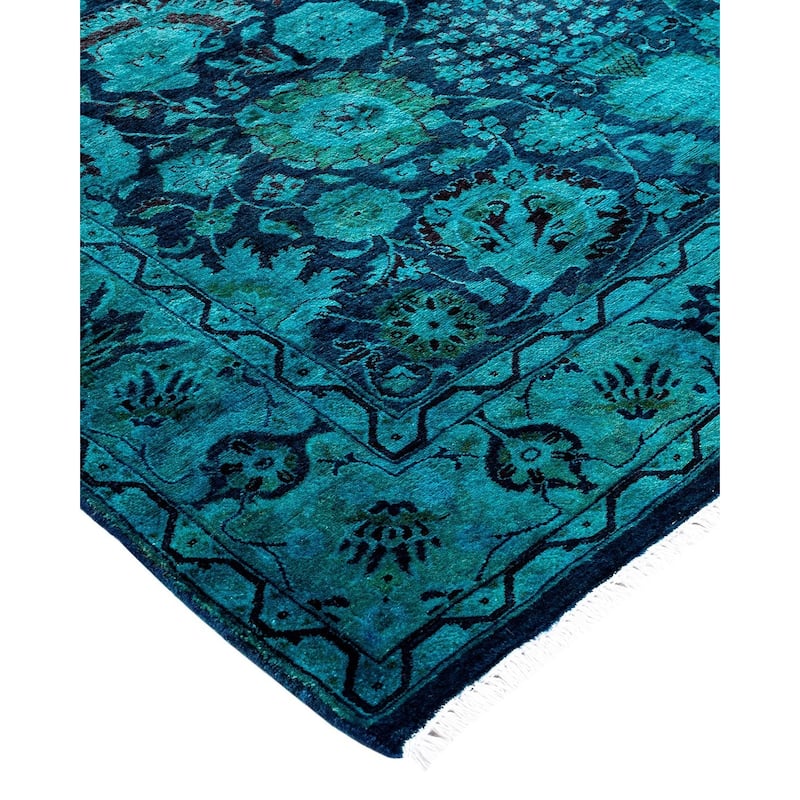 Overdyed, One-of-a-Kind Hand-Knotted Area Rug - Blue - 4' 2" x 6' 2"