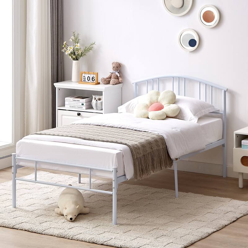14 Inch Bed Frames Metal Platform Bed with Spindle Headboard Footboard/Mattress Foundation/No Box Spring Needed