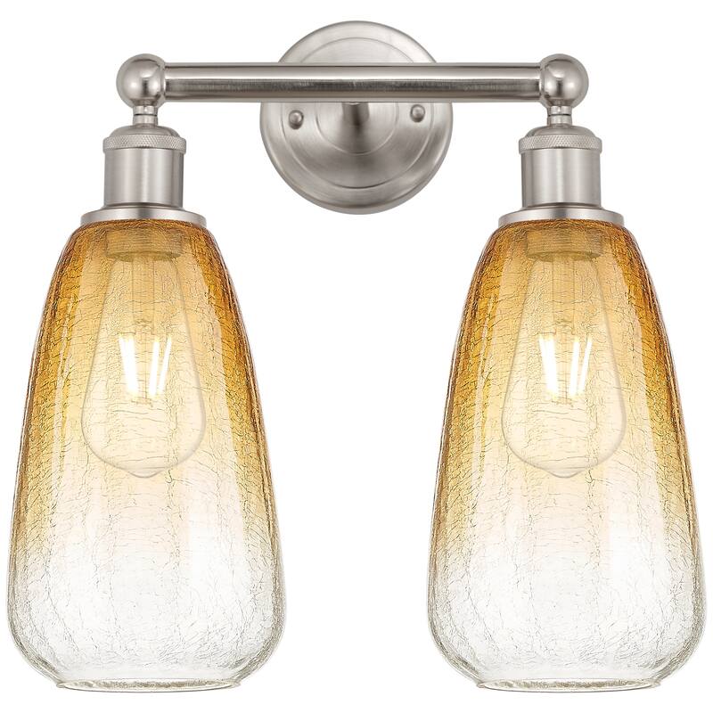 Innovations Lighting Endless Possibilities Edison - Brookhaven Almond - 2 Light 15" Bath Vanity Light - Brushed Satin Nickel/Amber