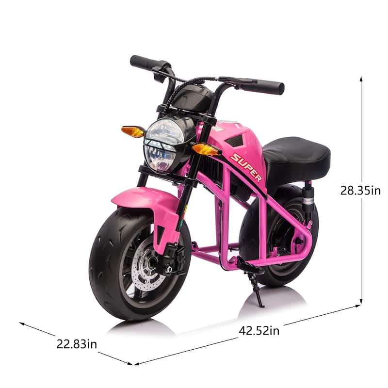 Simple Electric Bike Pink Kids Electric Motorcycle 24V Ride-On Motorcycle with Built-in Music & LED Lights