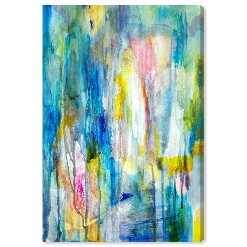 Wynwood Studio Canvas Abstract Rain and Fireworks Blue and Modern & Contemporary Wall Art Canvas Print