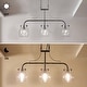 preview thumbnail 8 of 16, Modern Farmhouse 3-Light Linear Chandelier Seeded Glass Island Lights for Dining Room - L25"x W 5"x H 14"