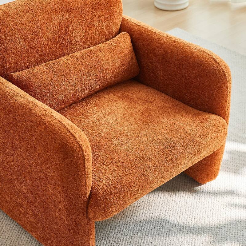 Accent Chair, Curved Back Single Armchair, Plush Upholstered