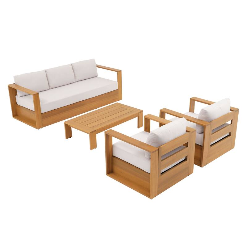 Outdoor Wooden Sofa Set with Coffee Table