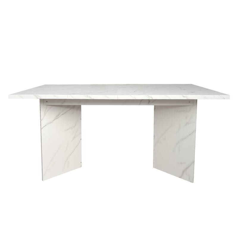 Extendable Dining Table, Wooden Kitchen Table with V-Shaped Legs, Coffee Table with Silent Glide Rails