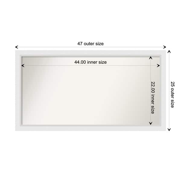 dimension image slide 67 of 93, Wall Mirror Choose Your Custom Size - Extra Large, Blanco White Wood
