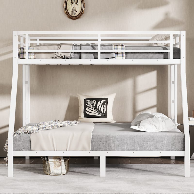 Metal Twin over Full Bunk Bed for Teens and Adults,Space-Saving/Noise Reduced/No Box Spring Needed, White