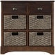 preview thumbnail 39 of 48, 28” Farmhouse Solid Wood Storage Cabinet with Two Drawers and Four Rattan Baskets