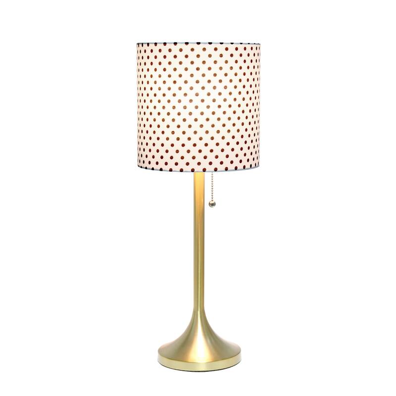 21 in. Gold and Polka Dot Finish Table Lamp with White Shade, Sturdy Table Lamp for Living Rooms and Bedrooms