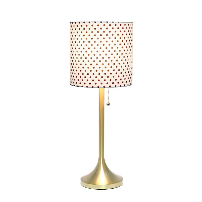 21.25" Modern Glam Metal Table Lamp with Silk Shade and Pull-Chain Switch for Bedroom or Living Room - 8"L x 8"W x 21.25"H