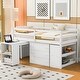 preview thumbnail 1 of 33, Space-Saving Twin Size Loft Bed with Retractable Desk, Drawers & Storage White