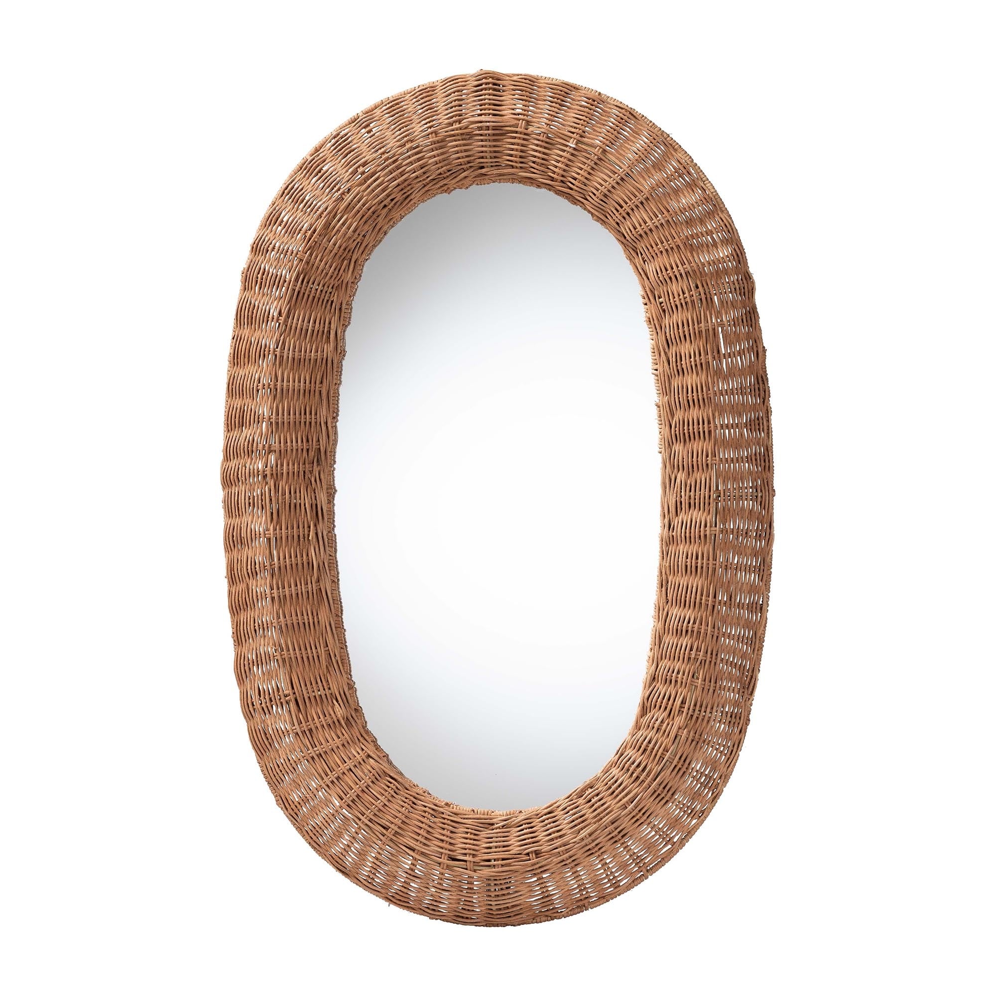 Brisia Rattan Wall Mirror - Handwoven Wicker Framed Mirror for Entryway, Living Room, or Bedroom, Natural
