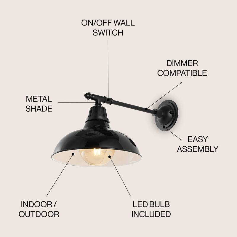 12.25" Indoor/Outdoor LED Arm Sconce, By JONATHAN Y - 12.25