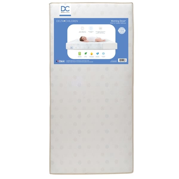 slide 2 of 3, Morning Dove Dual Sided Crib and Toddler Mattress - Core Made from Recycled Water Bottles - Waterproof - Hypoallergenic