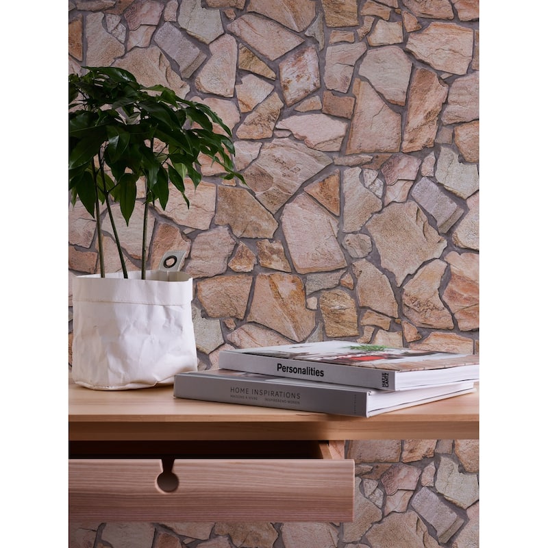 Galerie Wallcoverings Bricks and More Collection Claystone Brick Effect Matte Finish Vinyl on Non-woven Wallpaper Roll