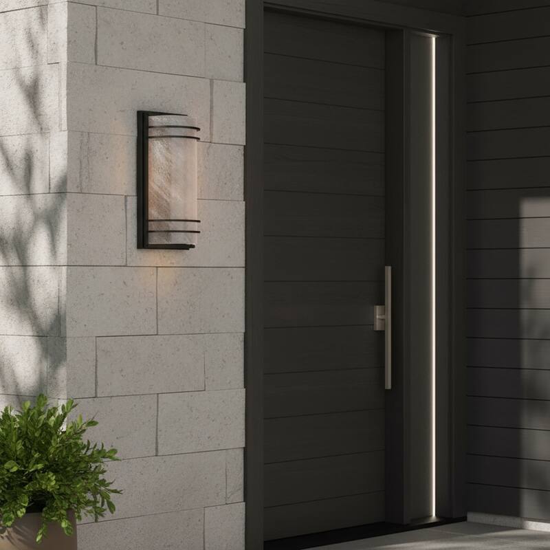 Artcraft Keswick - 2-Light Outdoor Wall Sconce - Black Finish - White Swearl Glass Shade