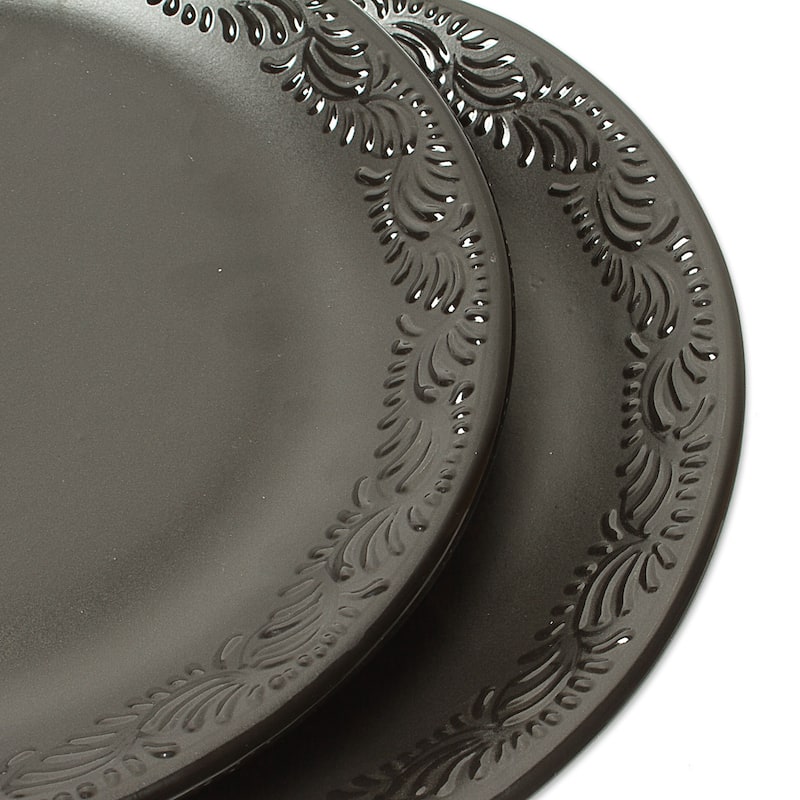 Novica Handmade Tradition In Black Ceramic Dinner Plates (Pair)