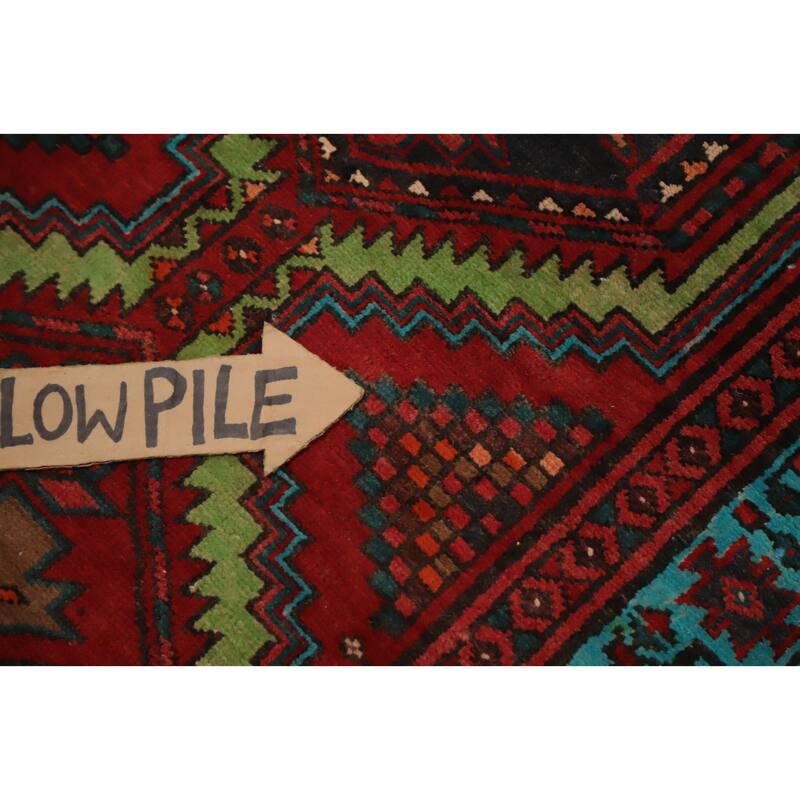 Hand Knotted Oriental 100% Wool Carpet Traditional Geometric Red Ardebil Runner Rug - 10' 8'' X 3' 4''
