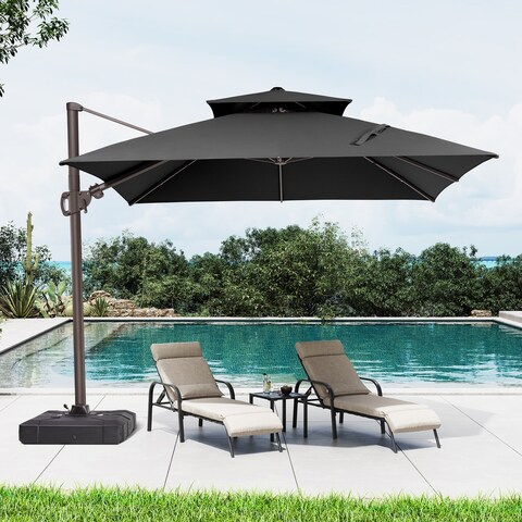 Crestlive Products Deluxe 10 x 10 ft Square Double Top Patio Cantilever Offset Umbrella