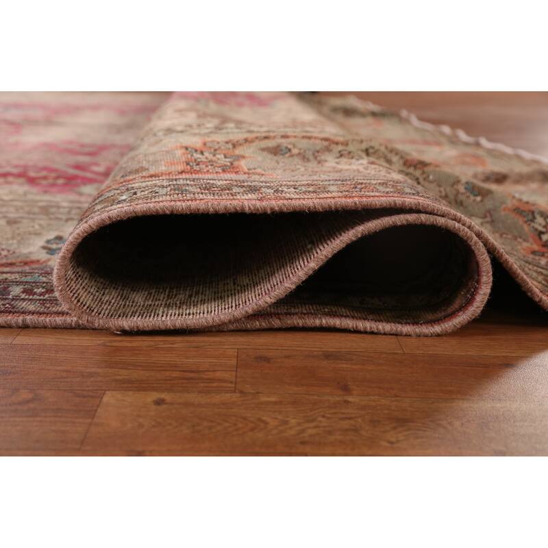 Hand Knotted Oriental 100% Wool Carpet Traditional Medallion Pink Tabriz Area Rug - 12' 9'' X 11' 1''