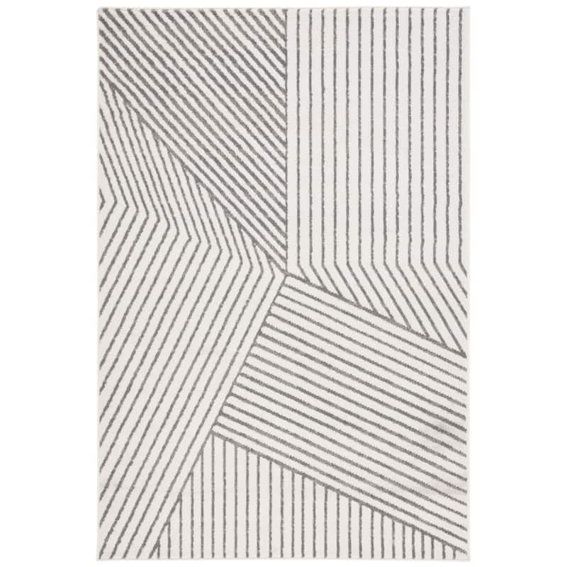 SAFAVIEH Pyramid Glennie Modern Geometric Rug - 6'7" Square - Ivory/Grey