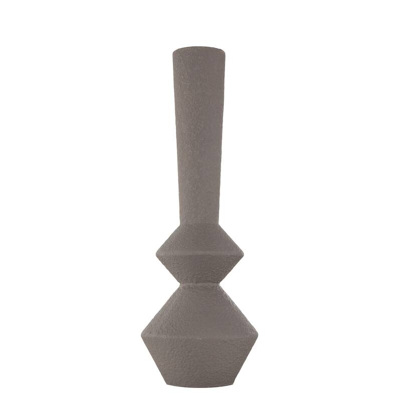 Dark Gray Metal Art Deco Fluted Decorative Vase