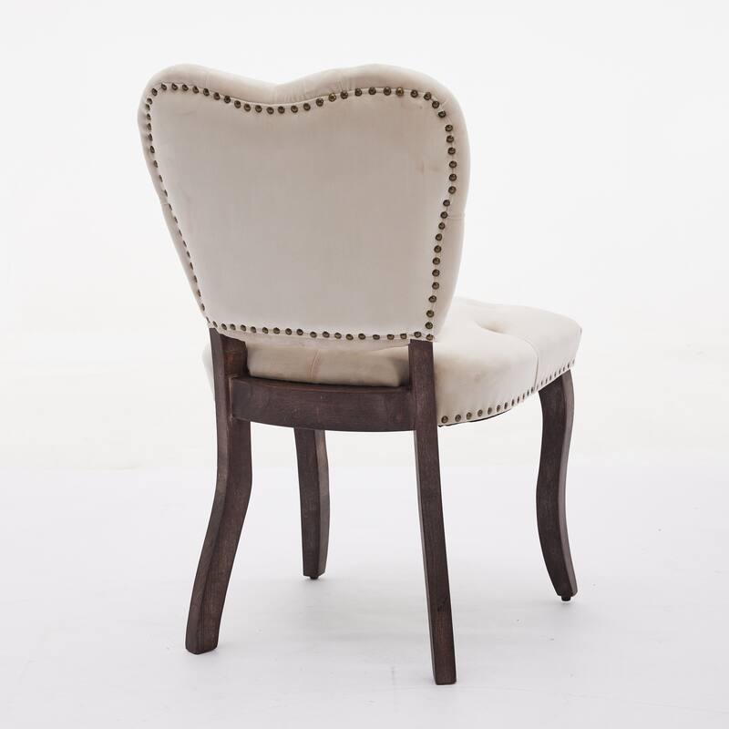 French Vintage Style Dining Chairs Set of 2, Upholstered Button Tufted Kitchen Chairs with Nailhead Trim
