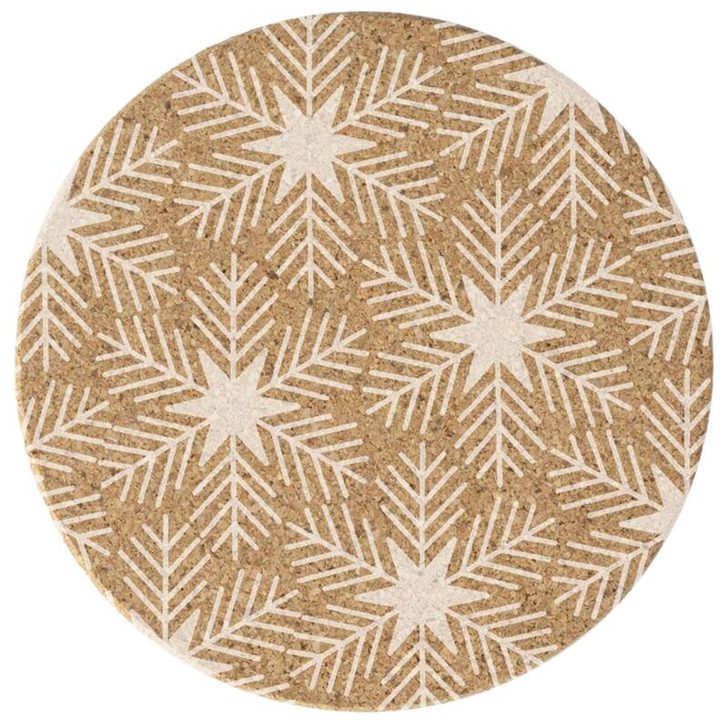 Snowflakes 4 Pack Absorbent Cork Coaster Made in The USA 4" Round - Multi