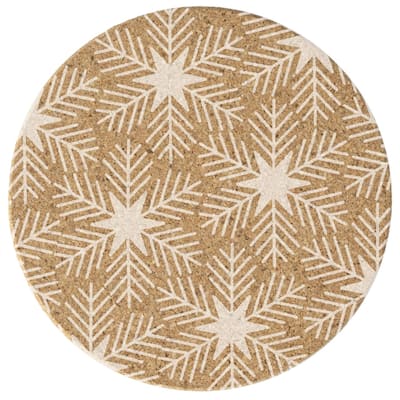Snowflakes 4 Pack Absorbent Cork Coaster Made in The USA 4" Round