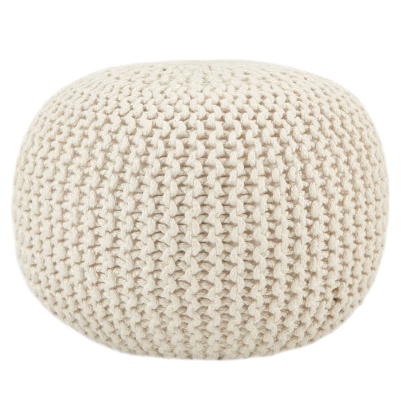Asilah Indoor and Outdoor Round Pouf - 20"X20"X14" - White