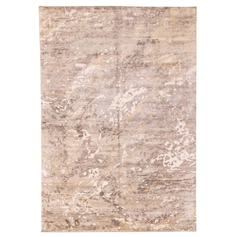 ECARPETGALLERY Hand-knotted Legacy Grey Silk Rug - 6'8 x 9'7
