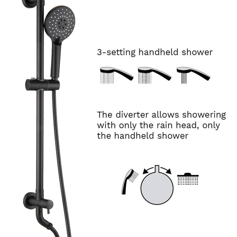 Proox 10 in.2.5GPM Wall Mount Dual Shower Heads w/ Handheld Shower Head