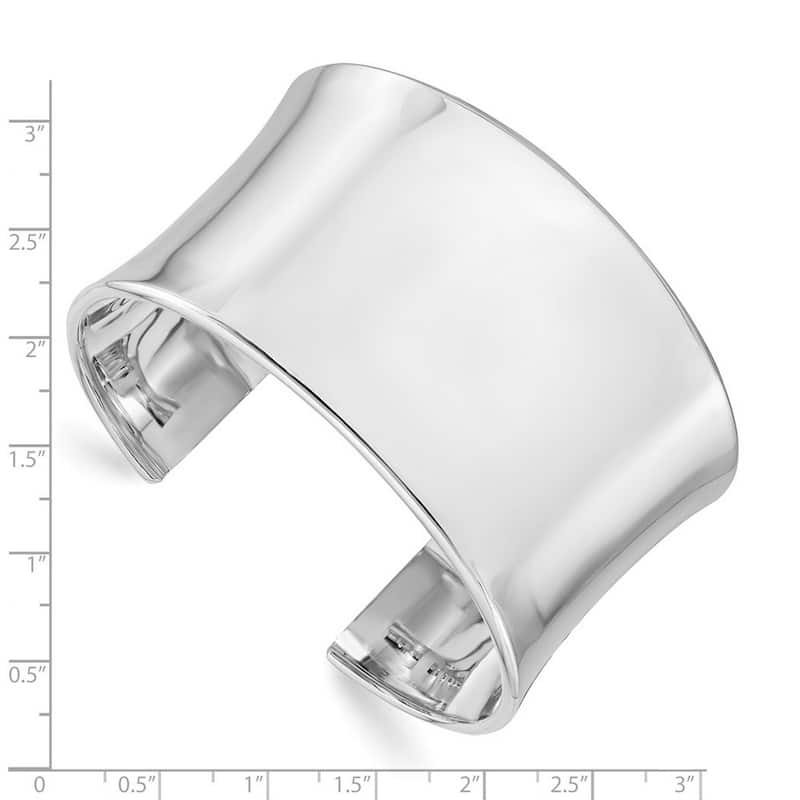 Curata 925 Sterling Silver 40.5 Polished Concave Extra Wide Cuff Bangle Bracelet