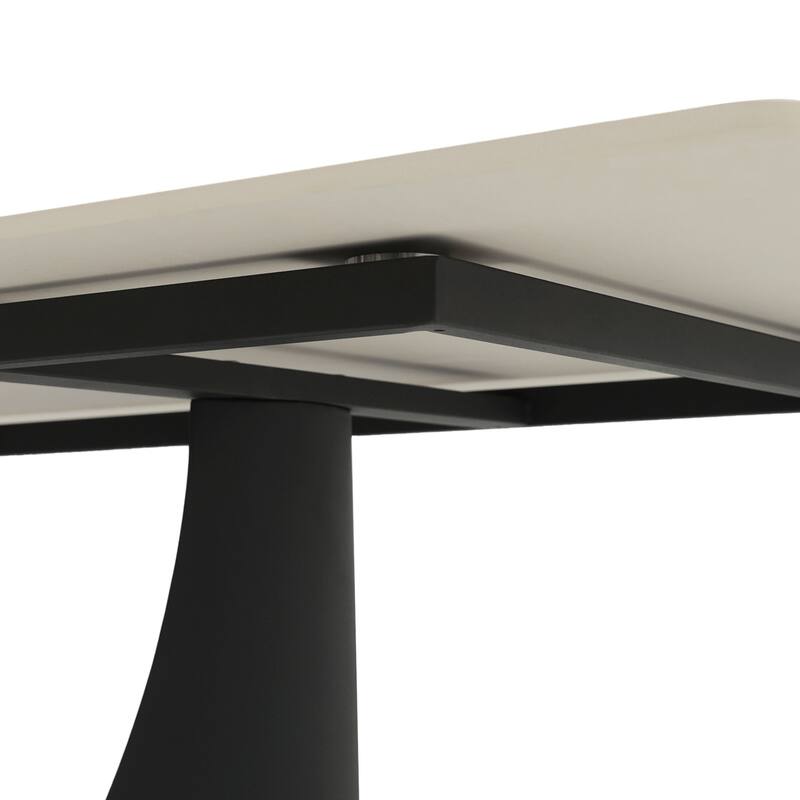 55 inch Dining Table for 4, Modern Sintered Stone Dining Room Table, Rectanglur Kitchen Table with Solid Carbon Steel Base