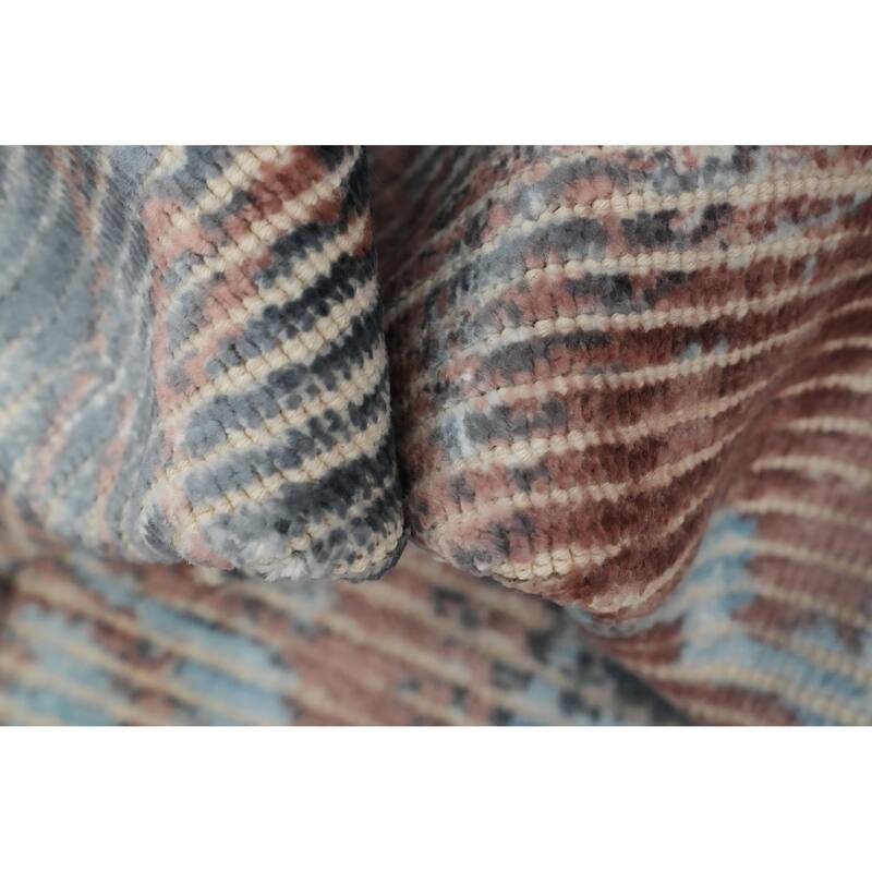 Hand Knotted Oriental Viscose Silk Carpet Modern Abstract Multi-Colored Abstract Area Rug - 4' 0'' X 2' 0''