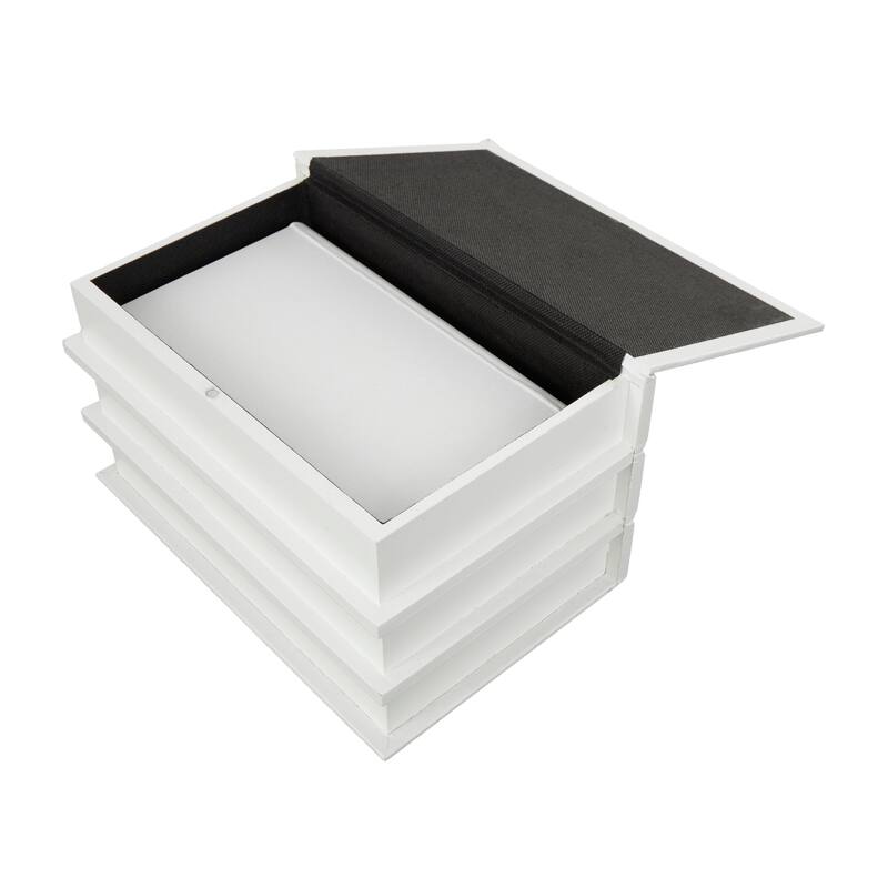 White or Black Canvas Faux Storage Book Box with Live, Laugh, Love Text (Set of 2)